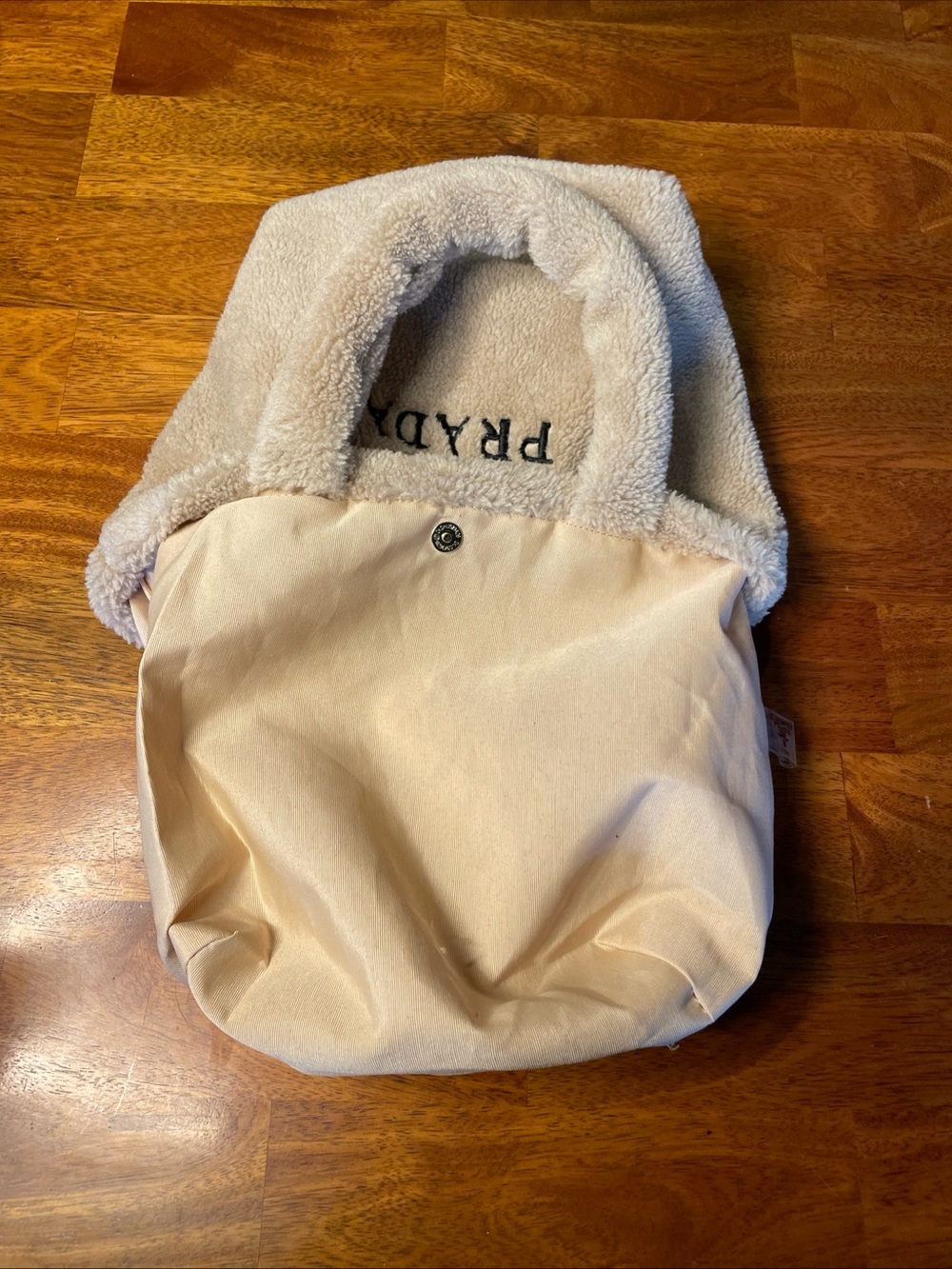 Prada L’Homme Tan Teddy Plush Sherpa Tote Bag EUC Appears New - Picture 7 of 12